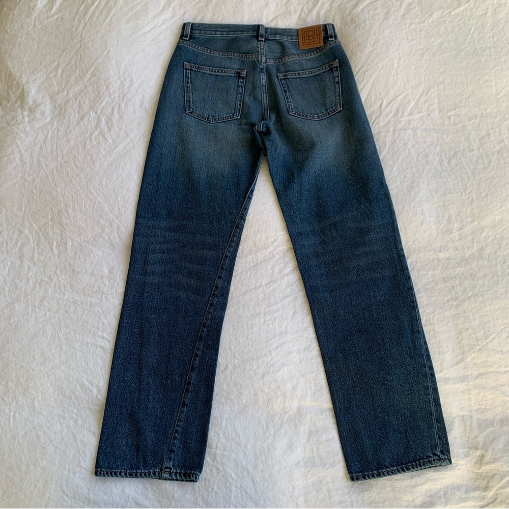 NWT Toteme Cropped High Rise Straight Leg Original Jeans Washed Blue 405 - Picture 8 of 13